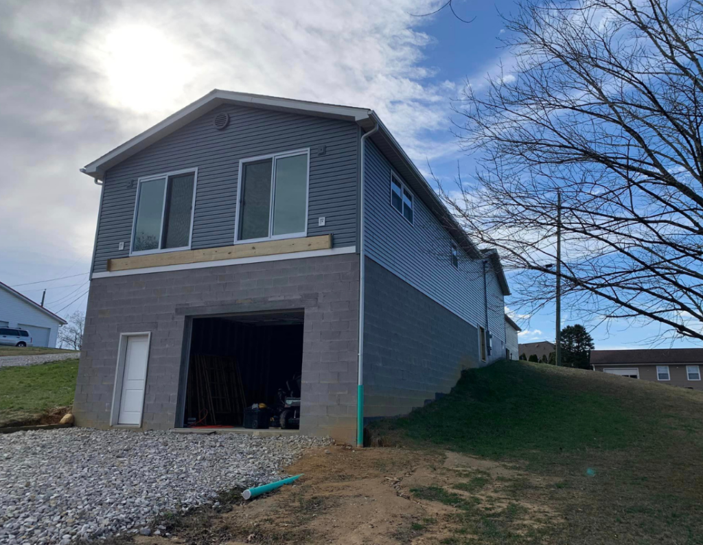 New siding on back of house