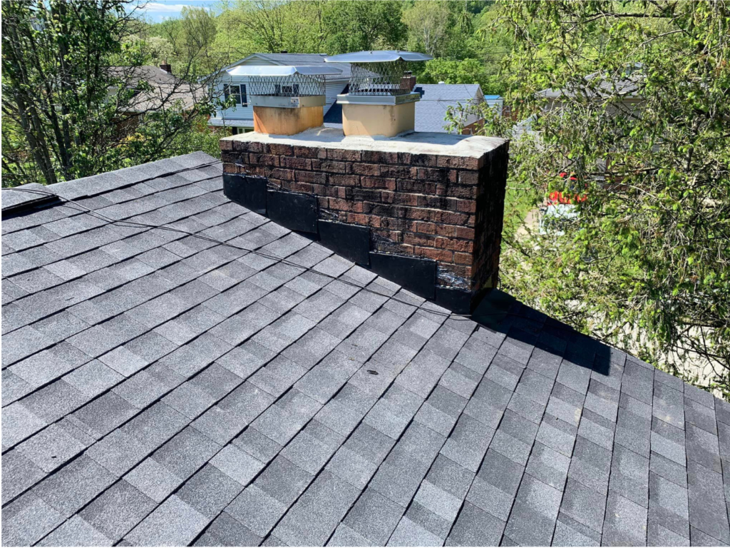 Shingle roof with chimney